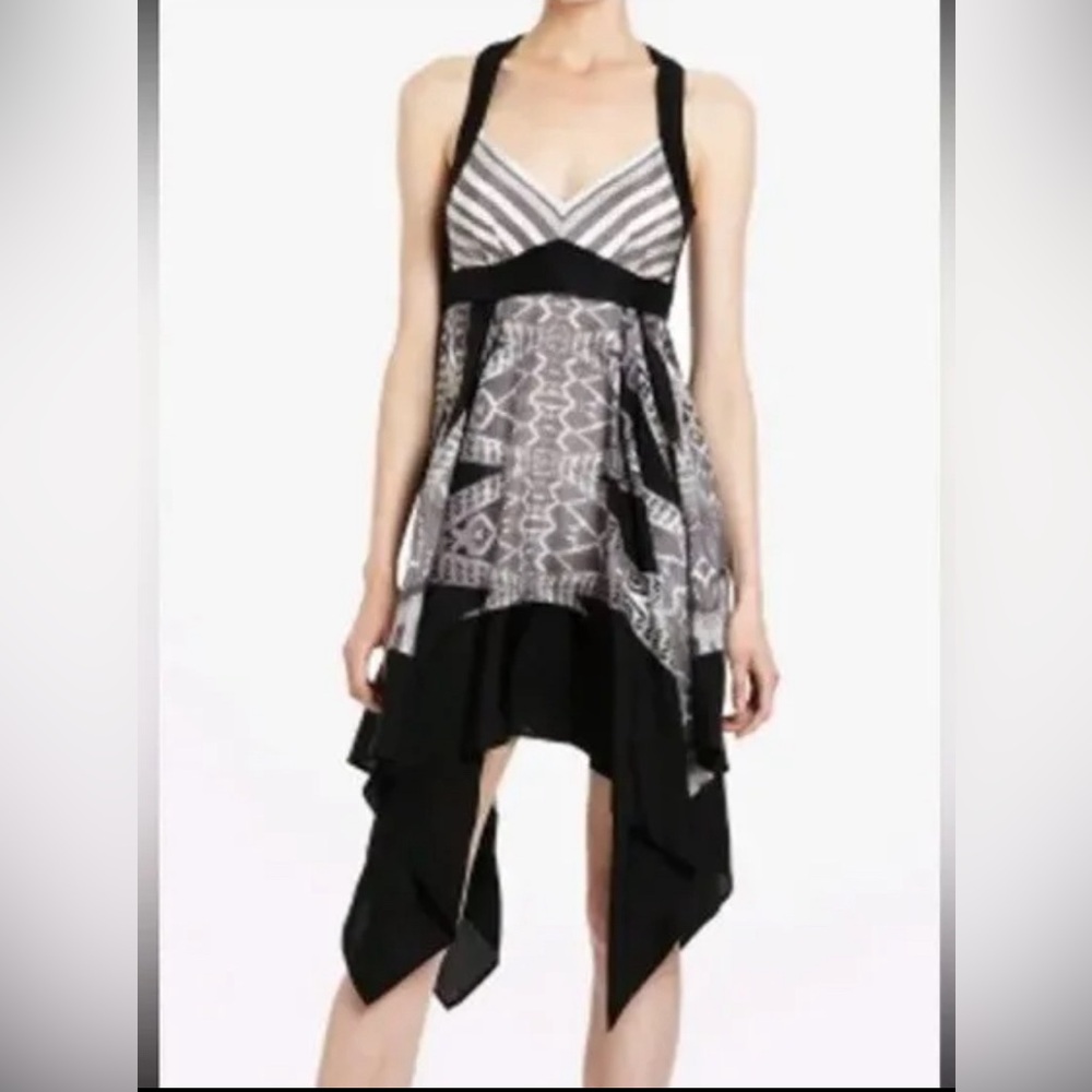 BCBGMAXAZRIA AMAYA silk XS cut out halter dress